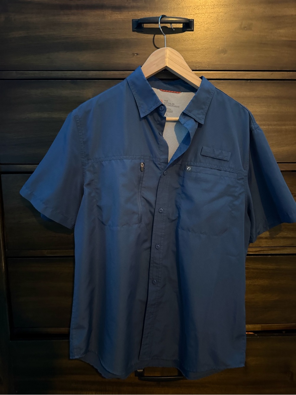 American Outdoorsman Men's Short-Sleeve Performance Button-Up Shirt - Blue